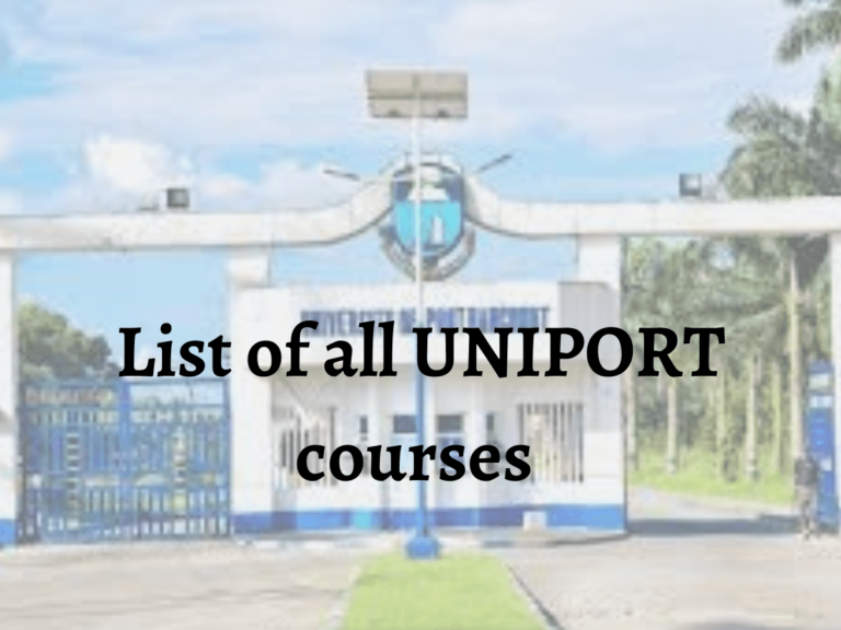 All UNIPORT courses for 2024 session