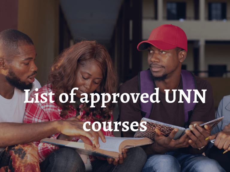 All UNN Courses for 2024 session