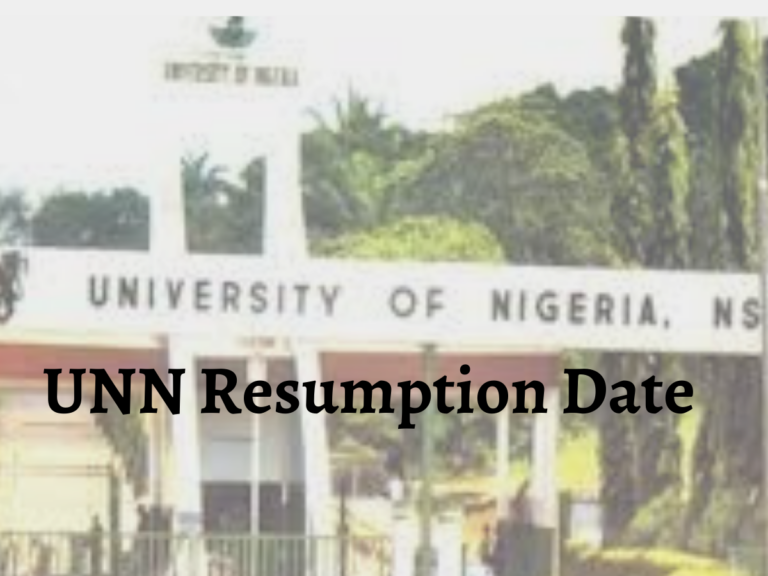 UNN Resumption Date for 2024 session